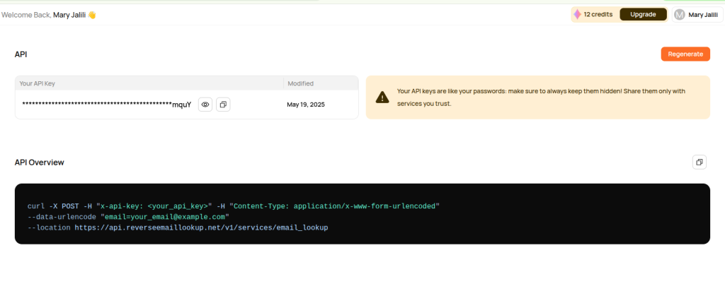 Using ReverseEmailLookup.net API